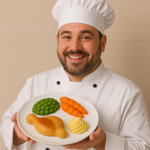 care home chef preparing meals in nursing home kitchen UK