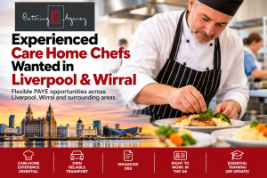 Experienced care home chefs wanted in Liverpool and Wirral by ASL Catering Agency, with care home experience and own reliable transport required.